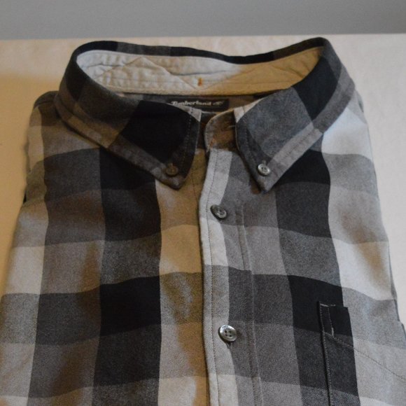 Timberland Men's Size XXL Black/White/Gray Buffalo Plaid Button Down Shirt - Picture 10 of 12